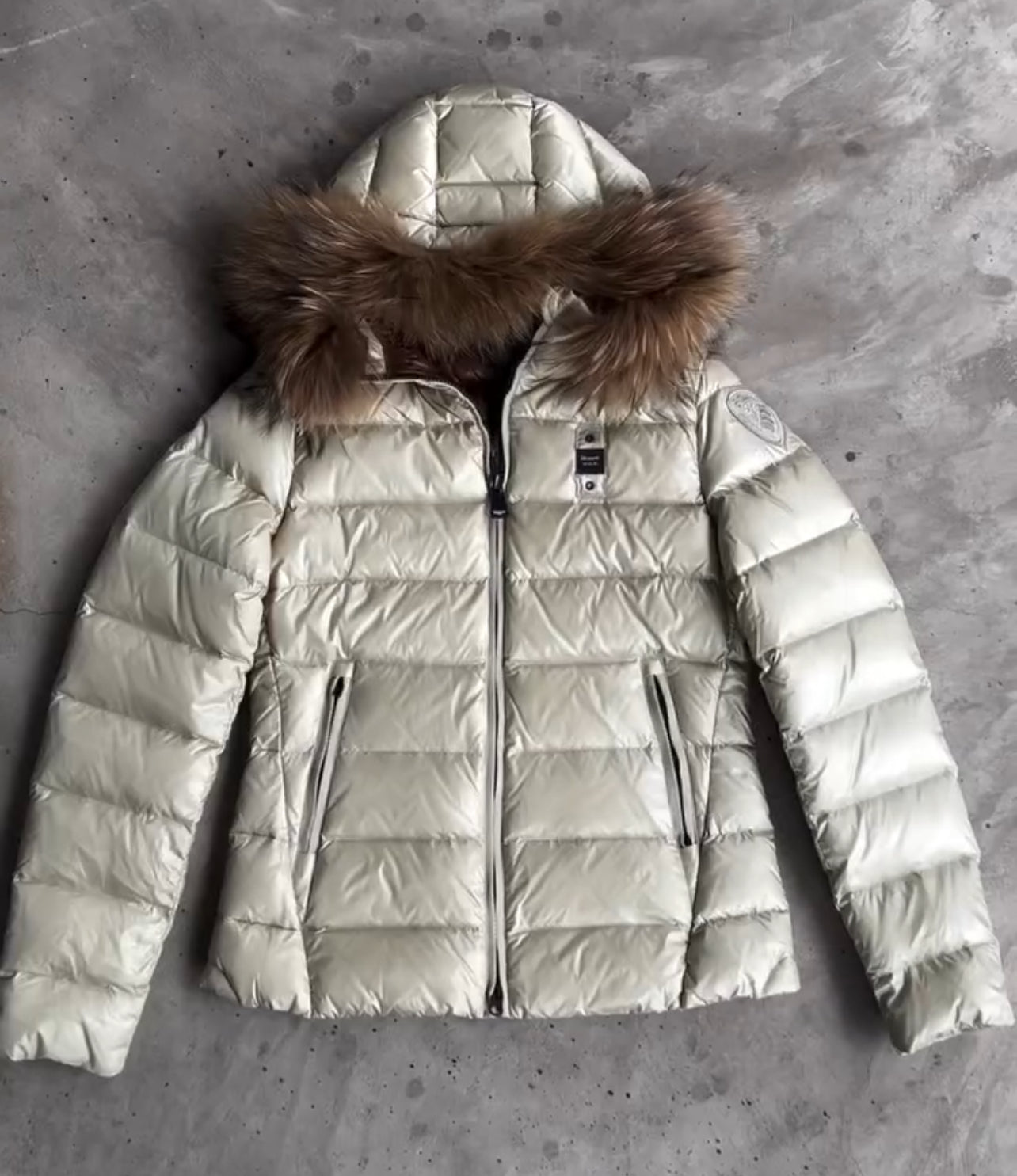 GUBBINO BLAUER CORTO DONNA GRIGIO CHIARO CON PELLICCIA