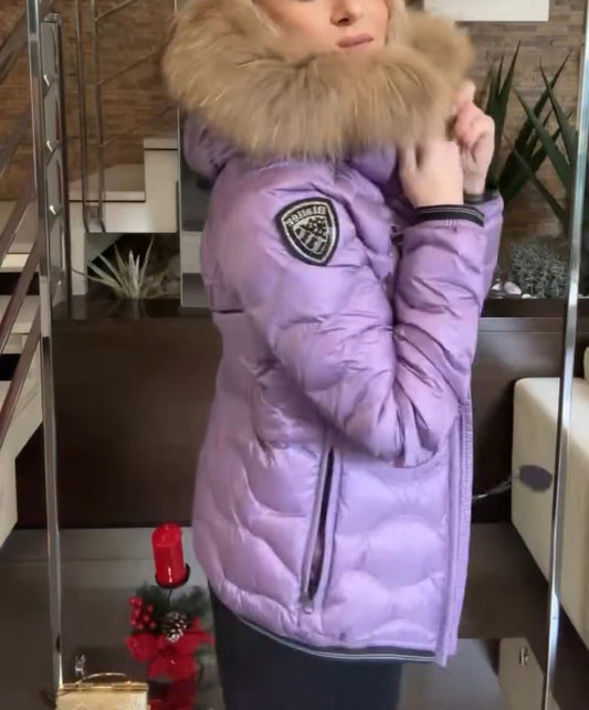 GUBBINO BLAUER CORTO DONNA VIOLA CON PELLICCIA